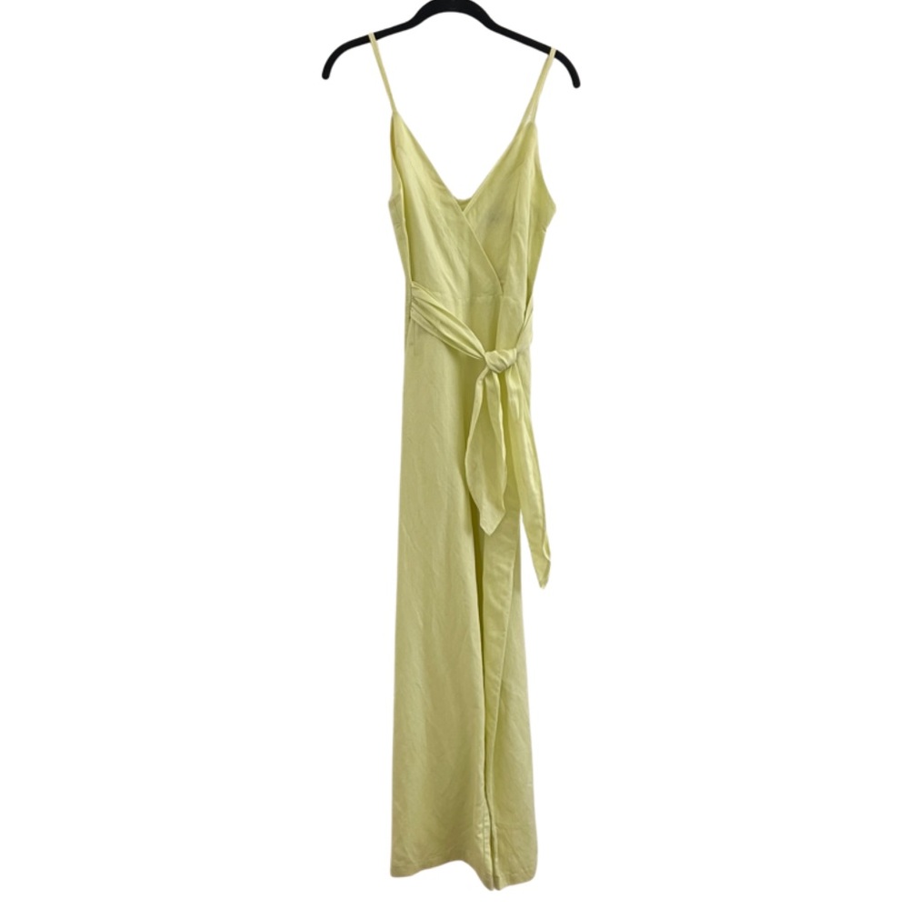 Zara Linen Blend Wide Leg Jumpsuit Size XS